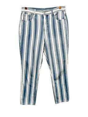 AMERICAN EAGLE Blue White Striped Mom Jeans Size 10 Regular